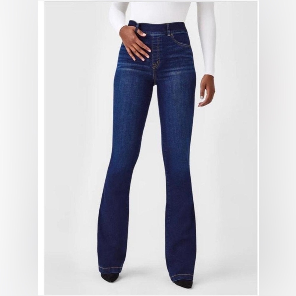 SPANX FLARE Jeans Midnight Shade Pull-on Stretch Denim 20327T-Size L Tall